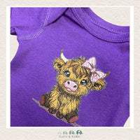 "The Harper" Purple Diaper Shirt - Highland Cow with Bow, CoCo & KaBri Children's Boutique