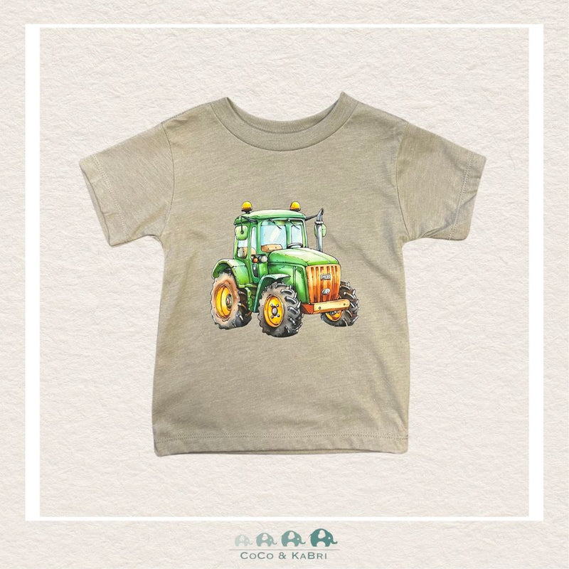 "The Jordan" Toddler Jerey Tee - Heather Stone - Green Tractor, CoCo & KaBri Children's Boutique