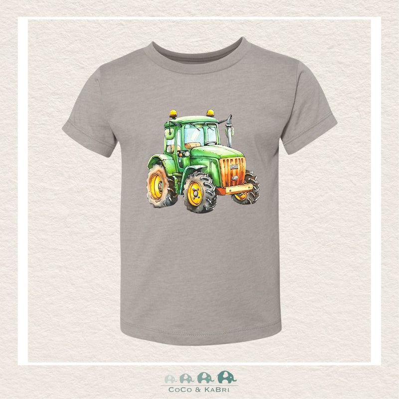 "The Jordan" Toddler Jerey Tee - Heather Stone - Green Tractor, CoCo & KaBri Children's Boutique