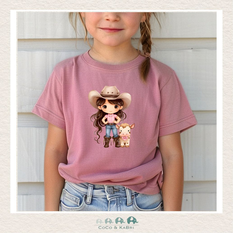 "The Jordan" - Toddler Mauve Tee - Cowgirl with Cow, CoCo & KaBri Children's Boutique