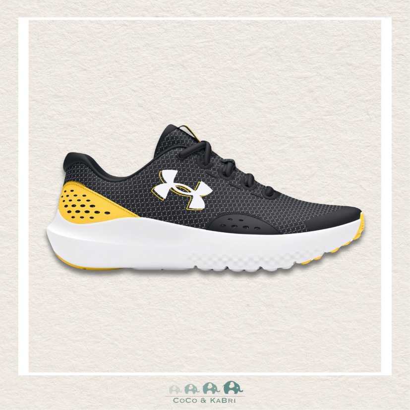 Under Armour: Boys' Grade School Surge 4 Running Shoes - Black/Yellow (Y2 - 148), CoCo & KaBri Children's Boutique