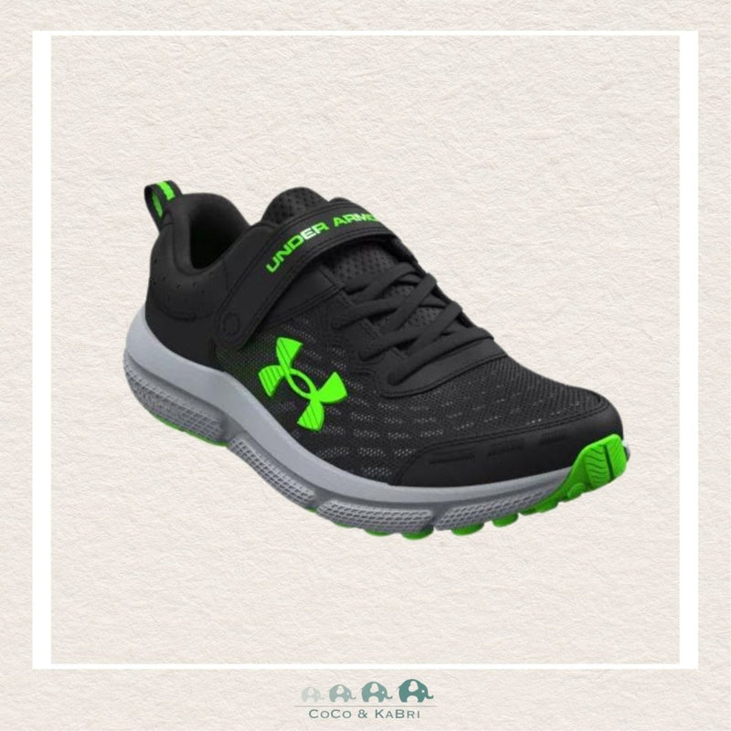 Under Armour: Boy's Pre - School Assert 10 AC Running Shoes Black/Green (N4 - 192), CoCo & KaBri Children's Boutique