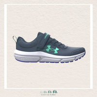 Under Armour: Girl's Pre - School Assert 10 AC Running Shoes - Gray/Green (P1 - 193), CoCo & KaBri Children's Boutique