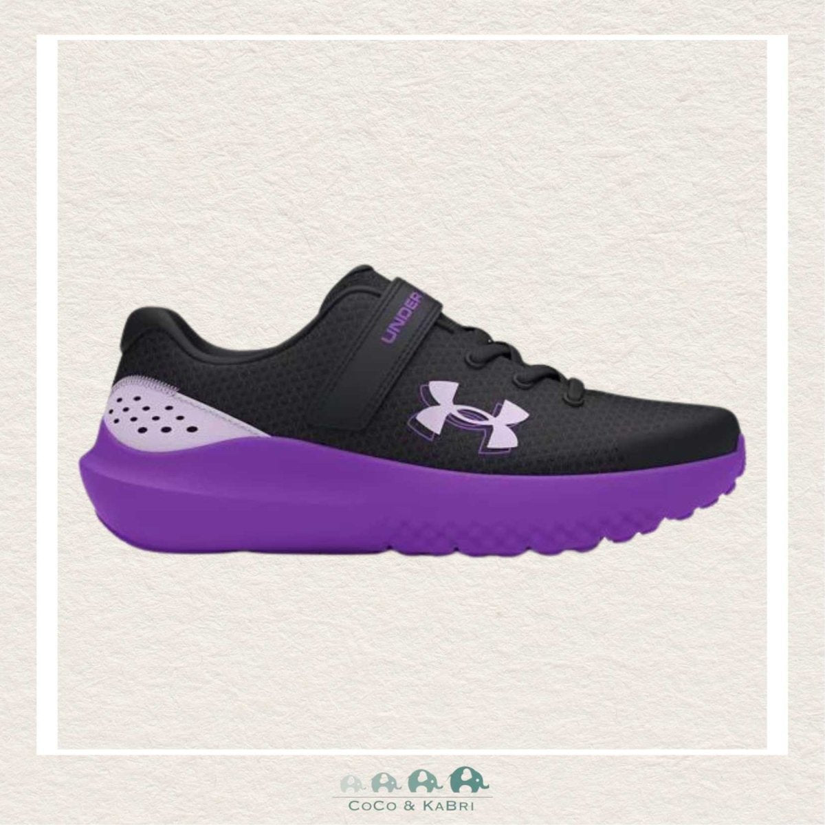 Under Armour Girls' Pre - School Surge 4 AC Running Shoes - Black/Purple (U2 - 163), CoCo & KaBri Children's Boutique