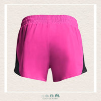 Under Armour Youth Girls' UA Fly-By 3 Shorts - Rebel Pink Reflective, CoCo & KaBri Children's Boutique