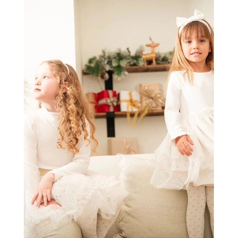 *Deux par Deux: Headband With Glittering Tulle Bow Off White, CoCo & KaBri Children's Boutique