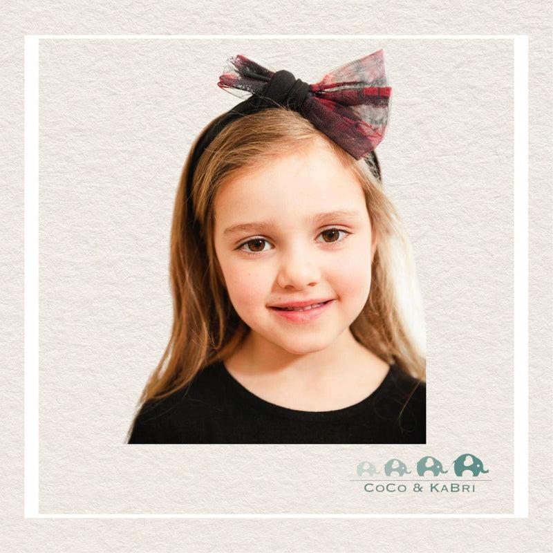 *Deux par Deux: Headband With Tulle Bow Black Buffalo Plaid, CoCo & KaBri Children's Boutique