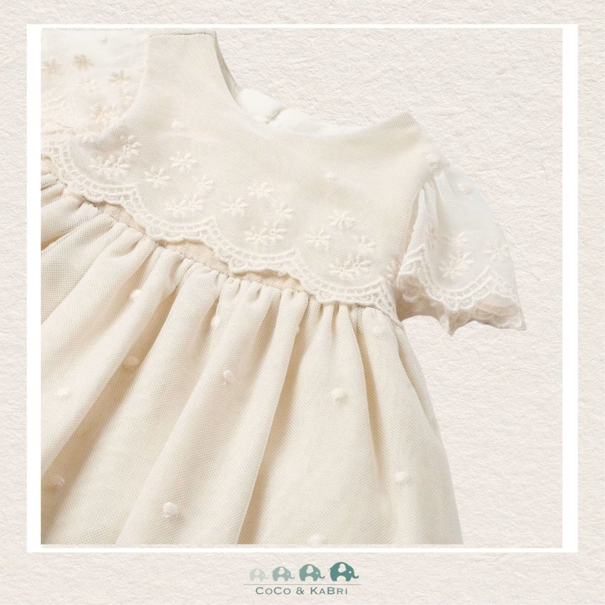 MAYORAL Baby Girls Beige Embroidered Tulle Dress