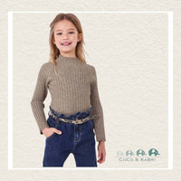 *Mayoral: Mock neck ribbed knit sweater girl - Brown, CoCo & KaBri Children's Boutique