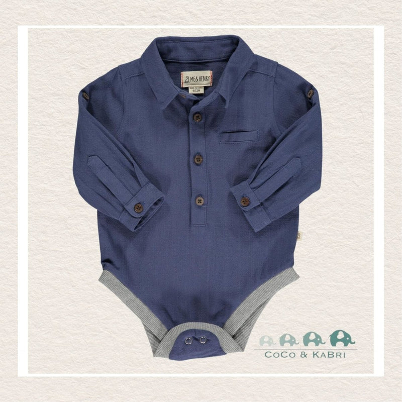 *Me & Henry: Jasper Baby Boy Woven Diaper Shirt - Navy, CoCo & KaBri Children's Boutique